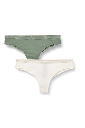 Dámské brazilské kalhotky 2 pack 163337 1A223 - 75910 - zelená/bílá - Emporio Armani