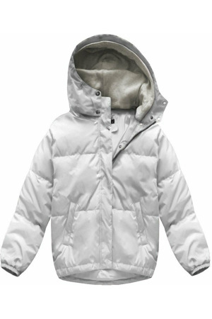 Bílá krátká dámská zimní bunda s přírodní péřovou výplní (7113)