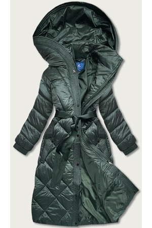 Zelená dlouhá dámská péřová bunda (ag1-j9081)