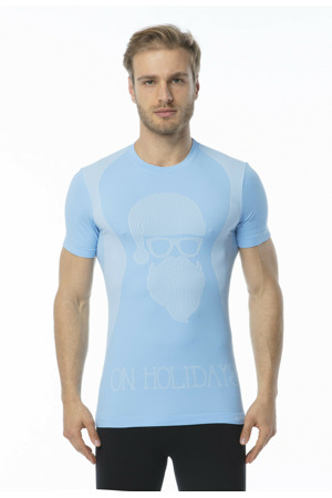 Pánské funkční tričko s krátkým rukávem IRON-IC - Hipster - modrá Barva: Světle modrá, Velikost: