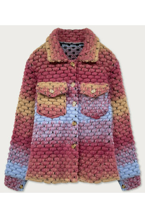 Tmavě růžová košilová dámská bunda s límcem (2453)