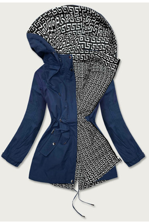 Tmavě modro-bílá dámská bunda parka 2 v 1 (W702)