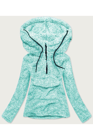 Plyšová melanžová dámská mikina v mátové barvě (HH008-41)