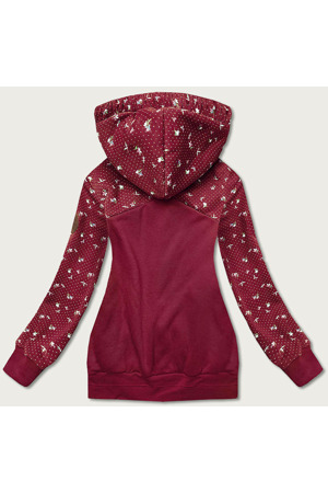 Dámská mikina ve vínové bordó barvě s květinkami (AMG828)