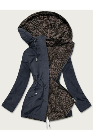 Tmavě modro-hnědá oboustranná dámská bunda parka (W580)