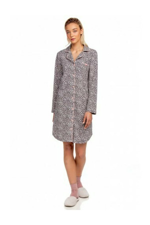 Dámská noční košile 15446 - 271 šedá/růžová se vzorem - Vamp