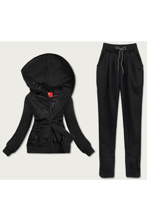 Černý dámský dres z různých spojených materiálů (AMG683/1)