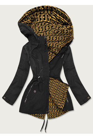 Černo/žlutá oboustranná dámská bunda parka (W703BIG)
