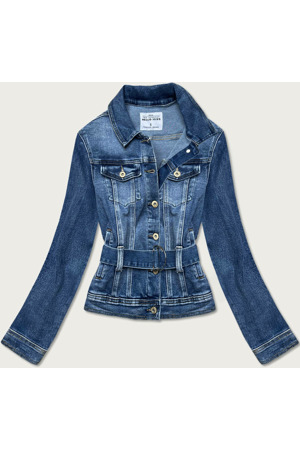 Světle modrá krátká džínová bunda s páskem (CK1914)