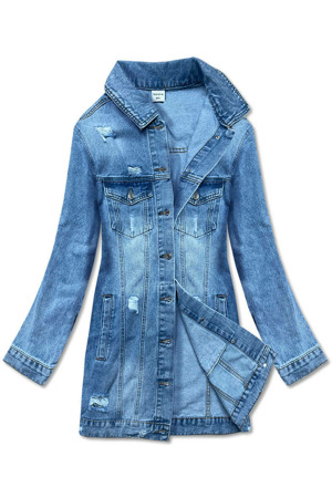 Světle modrá dlouhá džínová bunda (POP7021-LK)