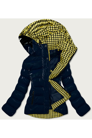 Tmavě modro/žlutá dámská prošívaná bunda (w807#)