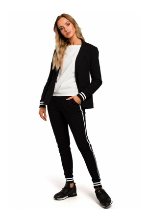 M459 Blejzr s pruhovanými žebrovanými manžetami - černý