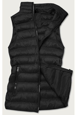 Krátká černá dámská prošívaná vesta (23077-392)