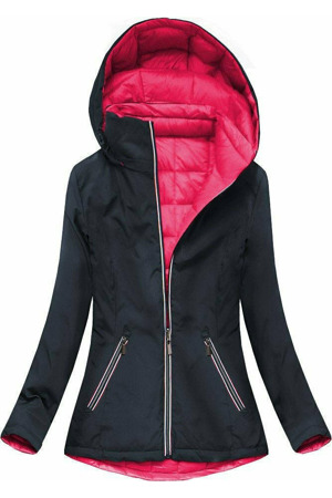 Tmavě modro-amarantová oboustranná bunda pro přechodné období (7699)