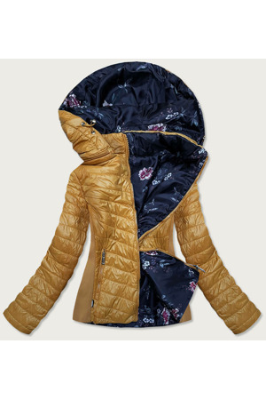 Žlutá prošívaná oboustranná dámská bunda (RQW-6844)