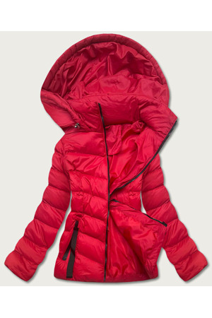 Červená dámská bunda s kapucí pro přechodné období (5M786-270)
