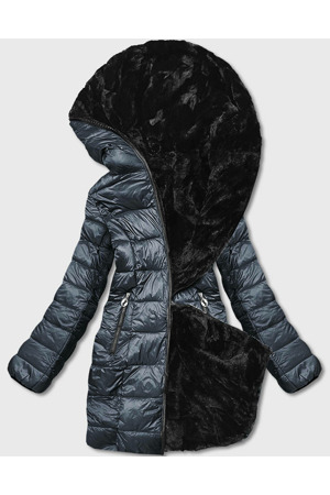 Oboustranná dámská bunda - kožíšek v grafitové barvě (b8052-70)