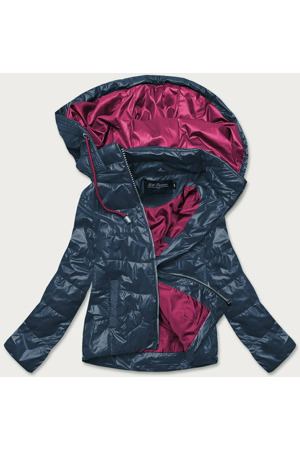 Modro-růžová dámská bunda s barevnou kapucí (BH2005)