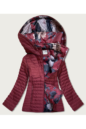 Vínová dámská bunda s květovanou podšívkou (SF726)