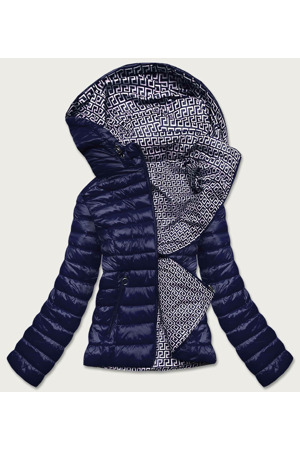 Tmavě modrá oboustranná dámská prošívaná bunda (B9775-3)