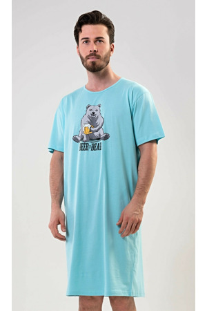 Pánská noční košile s krátkým rukávem Beer and bear