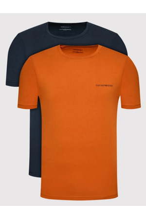 Pánské triko - 111267 2R717 03563 - oranžová/tm.modrá - Emporio Armani