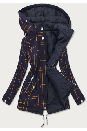 Tmavě modro-žlutá oboustranná dámská bunda parka (w656big)