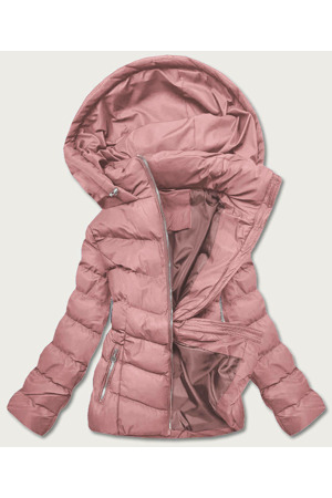 Růžová krátká dámská péřová zimní bunda (5M726-46)