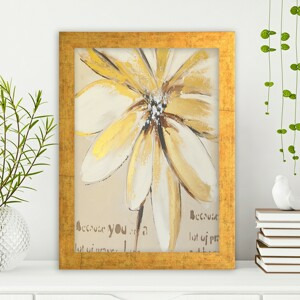 ASIR Obraz na MDF s rámem OKROVÝ KVĚT 24 x 29 cm