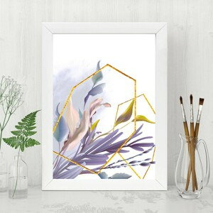 ASIR Obraz na MDF s rámem KYTKY A ZLATÉ PRVKY 24 x 29 cm