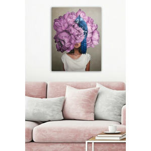 ASIR Dekorativní obraz na plátně ŽENA A PIVOŇKA 50 cm