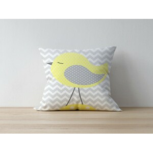 ASIR Povlak na polštář A1150 šedý a žlutý s ptáčkem
