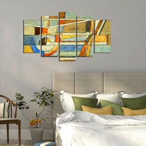 ASIR Obraz na MDF 5ks LINIE A BARVY 20 x 60 (1) 20 x 50 (2) 20 x 40 cm (2)