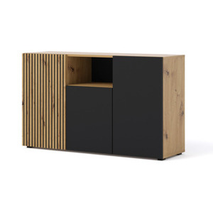 BIM Komoda AURIS 3D dub artisan, černý mat