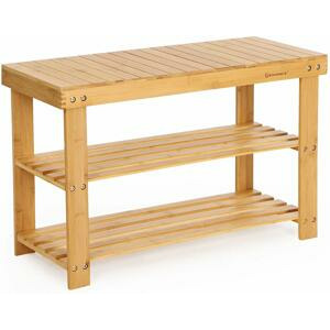 SONGMICS Bambusový botník 3 police přírodní 70x45 cm