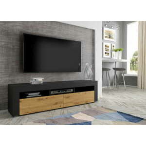 BIM Televizní stolek MORENO 160 cm univerzální černý mat, dub artisan
