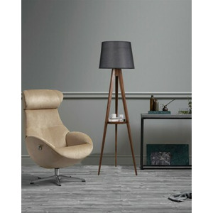 ASIR Stojací lampa LAMBADER černá ořech