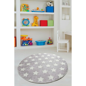 ASIR Koberec 140 cm HVĚZDY šedá, bílá
