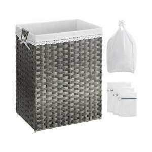 SONGMICS Koš na prádlo s kovovým rámem 90 l šedý