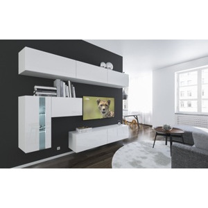 Ral Obývací stěna ELA 1, 249 cm - Bílý lesk