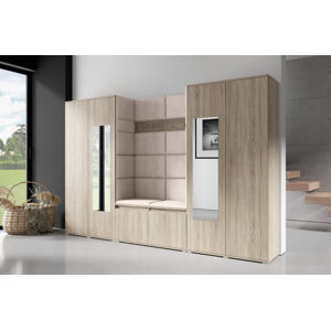 Eka Předsíňová stěna s čalouněnými panely Trinity 10 - Sonoma / Světlá béžová 2303