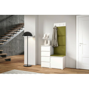 Eka Předsíňová stěna s čalouněnými panely Trinity 36 - Bílá / Khaki zelená 2327