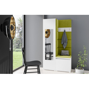 Eka Předsíňová stěna s čalouněnými panely Trinity 13 - Bílá / Olivová 2312