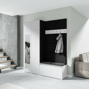 Eka Předsíňová stěna s čalouněnými panely Trinity 19 - Bílá / Černá 2316