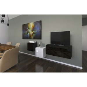 Ral Obývací stěna GEORGIA 2, 191 cm - Černo/bílý lesk