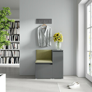 Eka Předsíňová stěna s čalouněnými panely Trinity 30 - Grafit / Zelená 2327