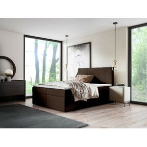 Eka Kontinentální čalouněná postel SMART - Trinity (200x200 cm) Barva látky Trinity: (2308) Tmavá hnědá