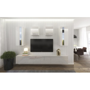 Ral Obývací stěna SEATTLE 5, 249 cm - Bílý lesk