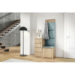 Eka Předsíňová stěna s čalouněnými panely Trinity 36 - Sonoma / Světlá modrá 2322