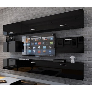 Ral Obývací stěna MIAMI 3, 249 cm - Černý lesk